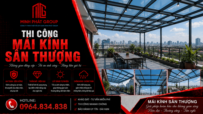 mái kính sân thượng